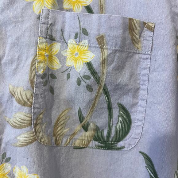 Vintage Y2K 90s Erika Tropical Floral Palm Tree Pocket Hawaiian Shirt Sz Medium - Picture 3 of 6